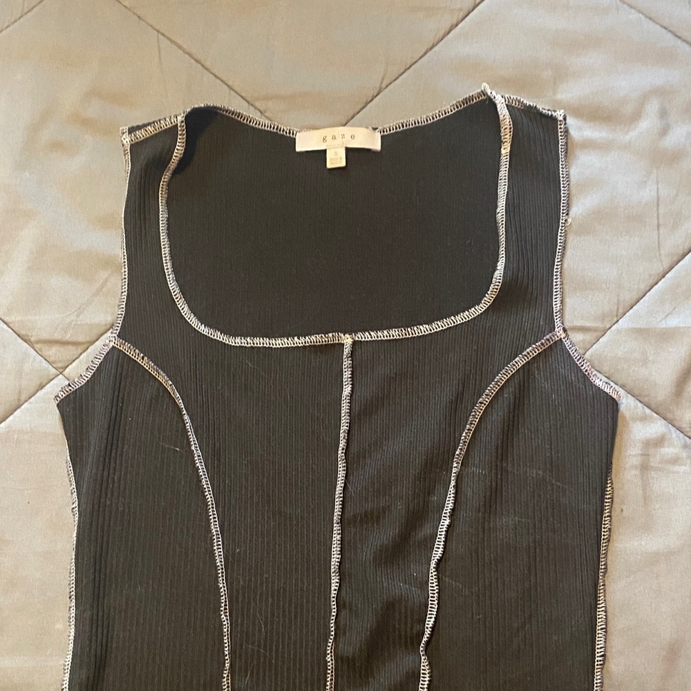 Zara Black Tank Top with Contrast Stitching